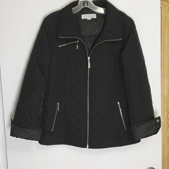 Ellen Tracy Quilted Black Jacket EUC L - Picture 1 of 10